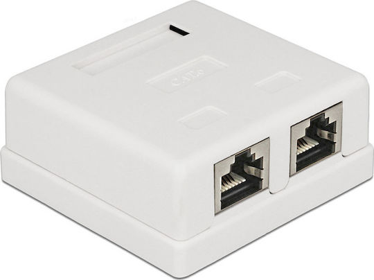 DeLock Διπλή Εξωτερική Πρίζα Δικτύου RJ45 Τύπου Cat6 σε Λευκό Χρώμα 86269
