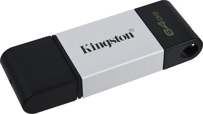 Kingston DataTraveler 80 64GB USB 3.2 Stick με σύνδεση USB-C Μαύρο