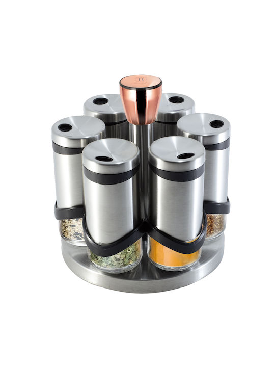 Berlinger Haus Inox Tabletop Rotating Spice Rack Moonlight Collection Silver 7pcs