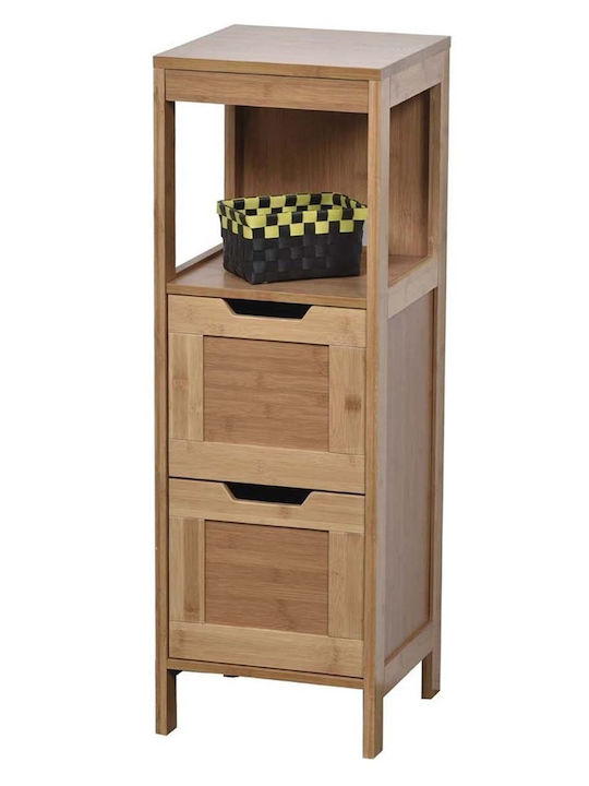 9902195 Floor Bathroom Shelf Wooden with 3 Shelves 30x30x89.5cm