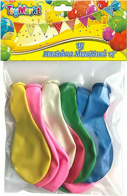 Set of 15 Balloons Latex Multicolour 30cm