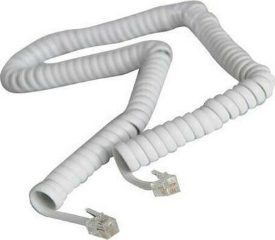 Eurolamp Spiral Telephone Cable RJ10 4P4C 2m White (147-10064)