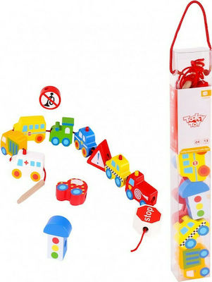 Tooky Toys Slide Toy Συρόμενα Αυτοκινητάκια made of Wood for 24++ Months