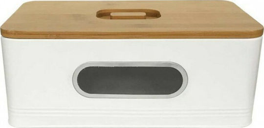 Marva Window Ψωμιέρα με Καπάκι Μεταλλική 33x18x12cm