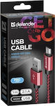 Defender Pro Împletit USB 2.0 spre micro USB Cablu Roșu 1m (87801) 1buc