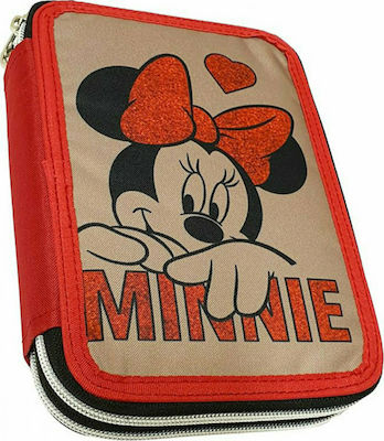 Gim Minnie Suede Pencil Case Full with 2 Compartments Fuchsia