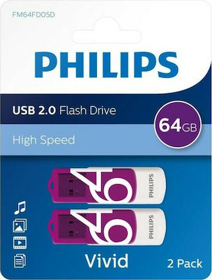 Philips Vivid pack 64GB USB 2.0 Stick Purple