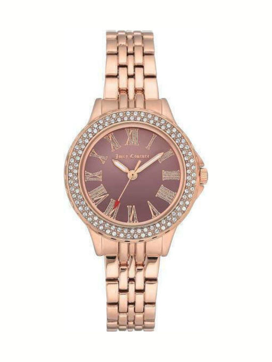 Juicy Couture Γυναικείο Ρολόι 32mm Μπαταρίας με Ροζ Χρυσό Μεταλλικό Μπρασελέ