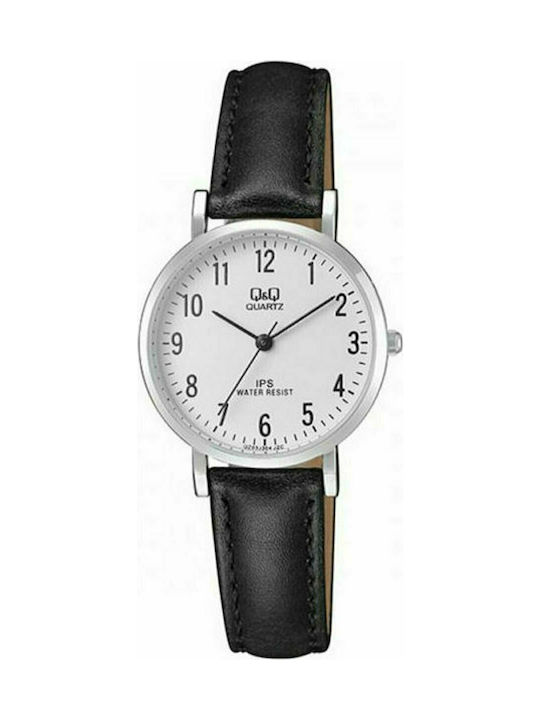 Q&Q Watch with Black Leather Strap