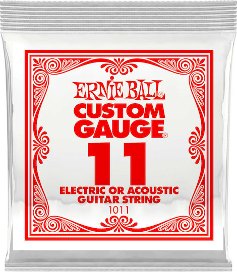 Ernie Ball Custom Gauge Plain Single Steel Electric Guitar Strings 6 Pieces 11