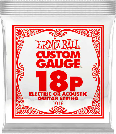 Ernie Ball Custom Gauge Plain Single Steel Electric Guitar String 18"