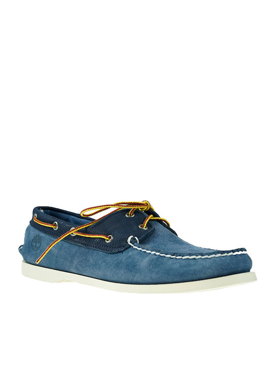 2 Eye Δερμάτινα Ανδρικά Boat Shoes σε Μπλε Χρώμα