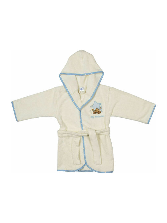 Dimcol Kids Hooded Bathrobe Star Ecru-Ciel 1210910403012845
