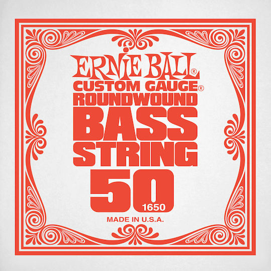 Ernie Ball Custom Gauge Electric Bass Nickel Wound Single String Nickel Wound of Bass 50