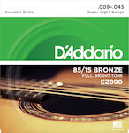 Daddario Set Bronz de Corzi pentru Chitară acustică 85/15 Super Ușor 9 - 45" EZ890