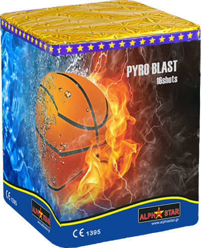 Alpha Star Fireworks 16 shots Pyro Blast Aerial Firework with Duration 22 Seconds Red