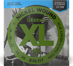 Daddario Πλήρες Σετ Nickel Wound Χορδών για Ηλεκτρική Κιθάρα XL Nickel Med Top/X-Heavy BTM 11 - 56"