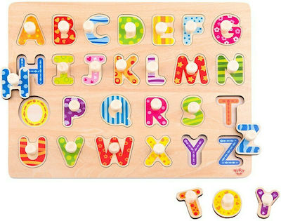 Wooden Kids Peg Puzzle Γράμματα for 3++ Years 26pcs Tooky Toys