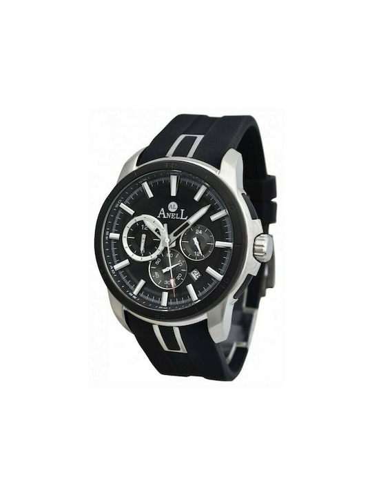 Anell Watch Chronograph Battery with Black Rubber Strap 3F58G-1