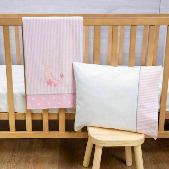 abo Set Cu Cauciuc Lenjerie De Patut Bebe Carousel Roz 70x140cm