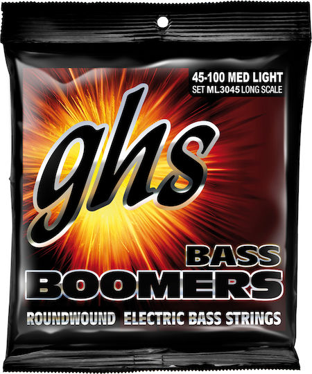 GHS Strings Bass Boomers 4-String Set of Nickel Plated Steel Bass Strings 45 - 100 Inches Medium Light