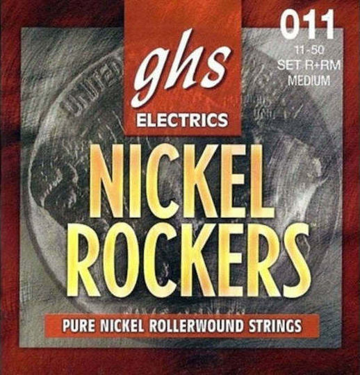 GHS Strings Nickel Rockers Set of Pure Nickel Electric Guitar Strings 11 - 50 Inches Medium