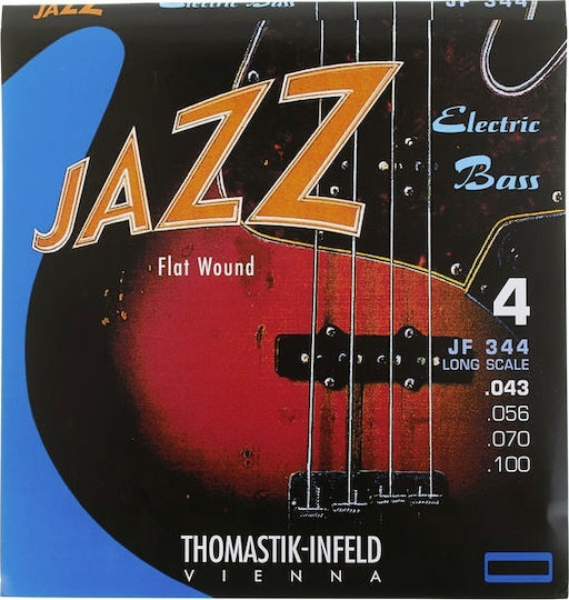 Thomastik Jazz Flat Wound Μονές Χορδές Pure Nickel Μπάσου 4τμχ 43" Medium