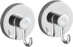 Wenko Vacuum-Loc Metallic Hanger Kitchen Hook with Suction Cup Silver 2pcs 20900100