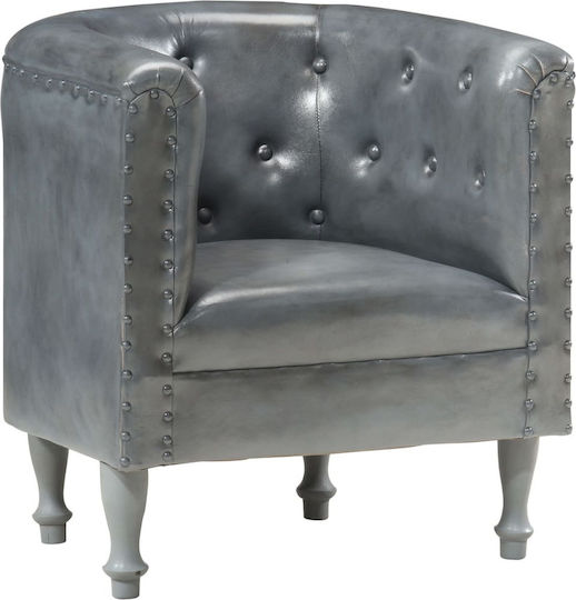 Μπάρελ Γκρι Sessel aus echtem Leder Gray 61x60x68cm