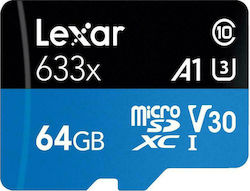 Lexar High-Performance 633x microSDXC 64GB Klasse 10 U3 V30 A2 UHS-I mit Adapter