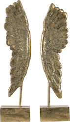 Metallisch Buchstütze Wings Σετ 2τμχ in Gold Farbe 25x10.5x51.5cm.