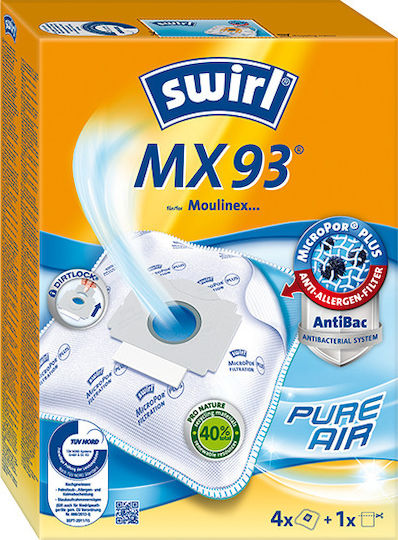 Swirl MX93 Vacuum Cleaner Bags 4pcs Compatible with Moulinex Vacuum Cleaners