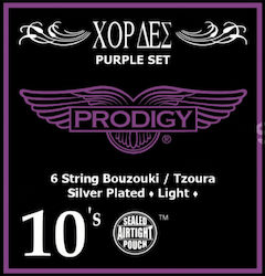 Prodigy Set of Silver Plated Strings for Bouzouki Purple 6 String Bouzouki/Tzoura 10 - 22"