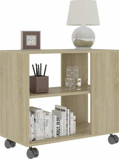Rectangular Side Table Wooden with Wheels Sonoma Oak M70xW35xH55cm