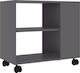 Rectangular Side Table Wooden with Wheels Grey L70xW35xH55cm.