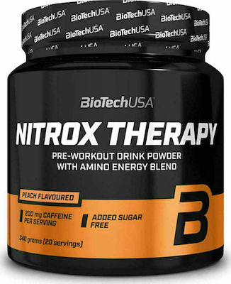 Biotech USA Nitrox Therapy Pre-workout Drink Powder with Amino Energy Blend Pre Workout Supplement 340gr Peach