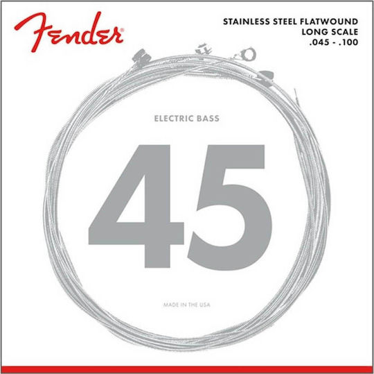 Fender 9050 Stainless Flatwound Bass Strings Set Stainless Steel Bass Strings 45 - 100 9050L
