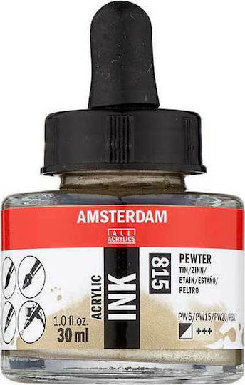 Royal Talens Amsterdam Acrylic Ink Ακρυλικό Χρώμα Ζωγραφικής Pewter 815 30ml