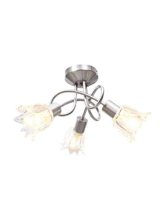 vidaXL Modern Glass Ceiling Mount Light with Socket E14 in Silver color