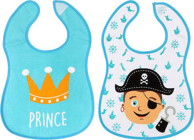 Kiokids Prince Waterproof Bib Fabric with Hoop & Loop Fastener & Pocket Light Blue 2pcs 1823