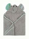 Zoocchini Baby Bath Towel Hooded Elle The Elephant Gray 76x76cm