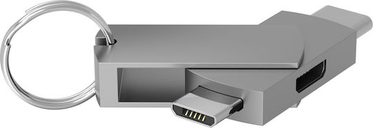 TerraTec Connect C600 Konverter USB-C / Micro-USB männlich zu Micro-USB weiblich Silber 1Stück
