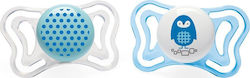 Chicco 71031-21 Orthodontische Schnuller Silikon mit Etui Eule - Blau-Weiß für 2-6 Monate 2Stück