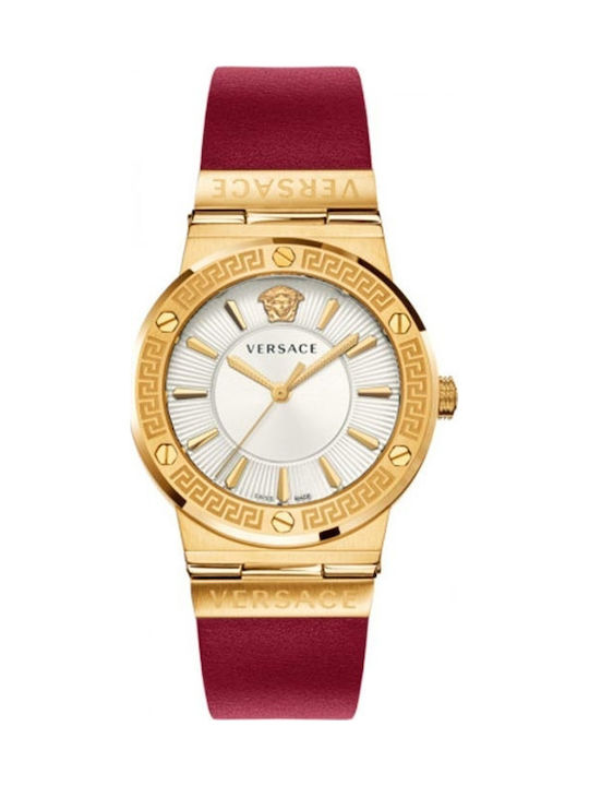 Versace Watch with Red Leather Strap VEVH00420