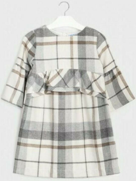 Mayoral Kids Dress Checked Long Sleeve Multicolour