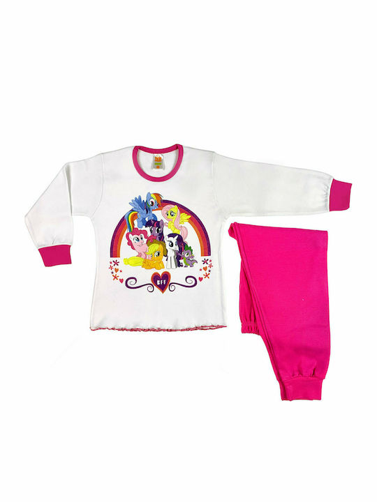 Nina Club pony Set Top & Bottom Kids Winter Cotton Pyjamas White