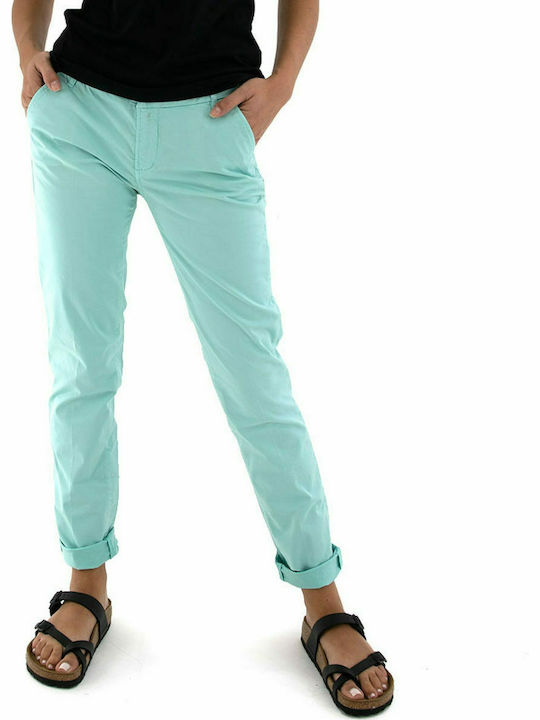 Staff Patrizia Women's Cotton Trousers in Slim Fit Turquoise