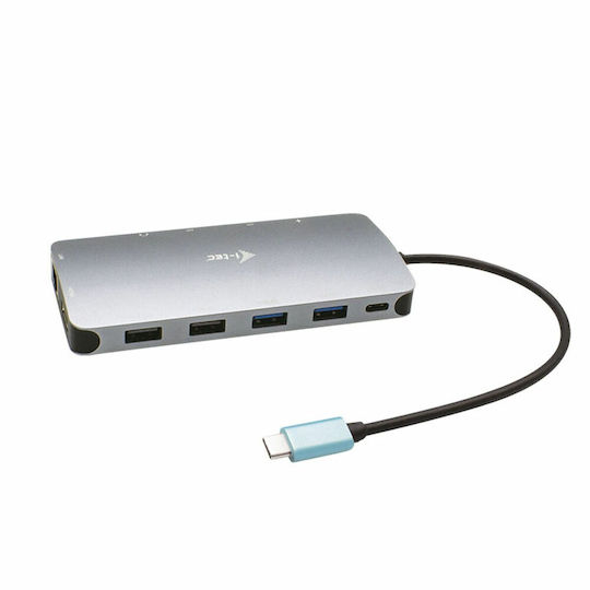 i-tec USB-C Stație de andocare cu HDMI/DisplayPort 4K PD Ethernet și conexiune 3 monitoare Argintiu (C31NANODOCKPROPD)