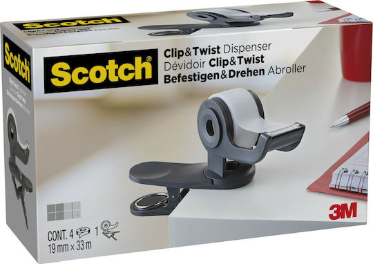 3M Desktop Tape Dispenser Scotch 19mm x 8.89m 4pcs Gray