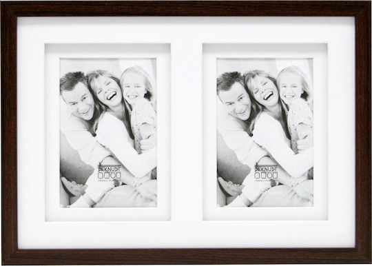 Deknudt S65KQ2 Wooden Wall-Mounted Multi Picture Frame 2 Photos With Brown Frame